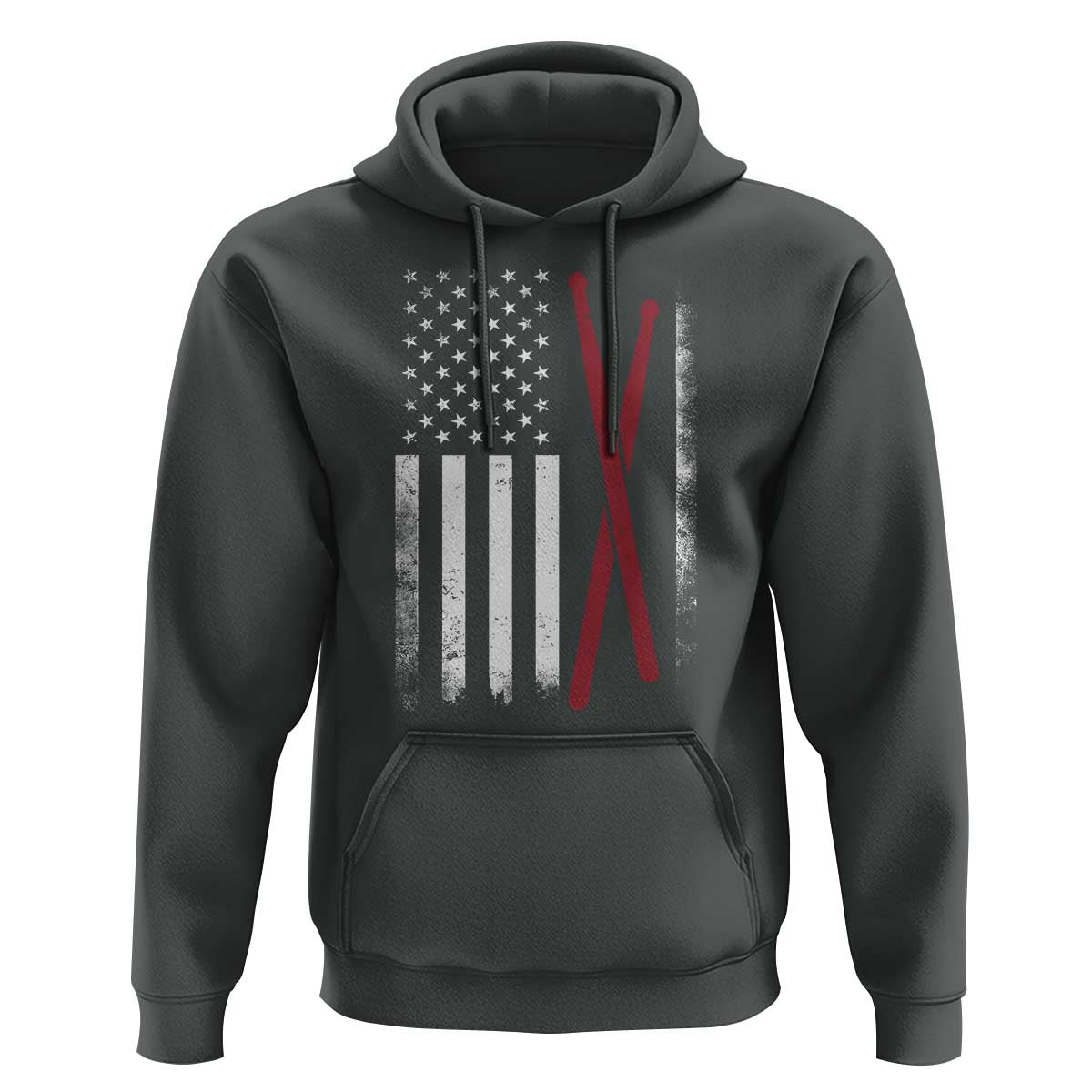 American Flag Drumsticks Hoodie USA Drummers Vintage Drum Sticks - Wonder Print Shop