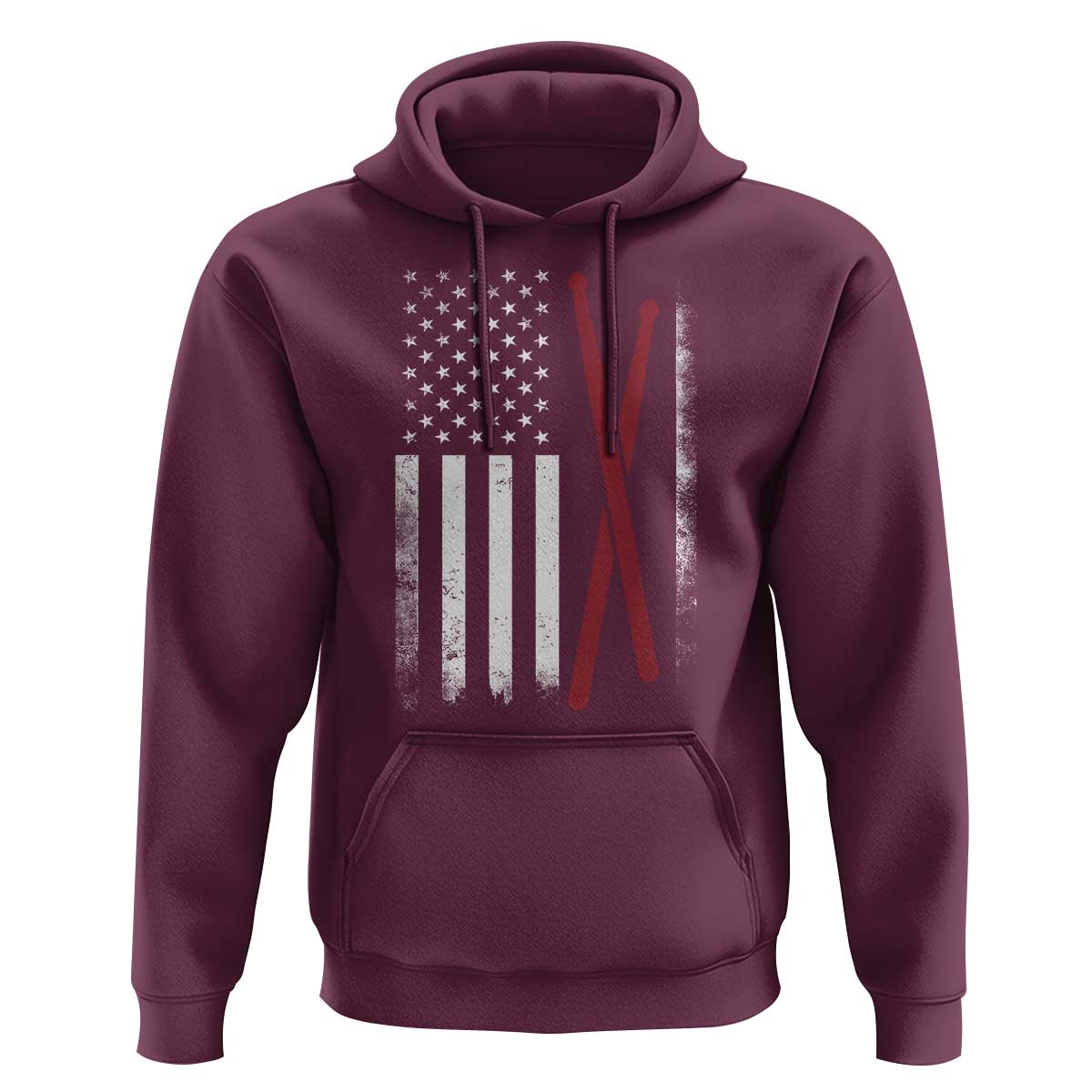 American Flag Drumsticks Hoodie USA Drummers Vintage Drum Sticks - Wonder Print Shop