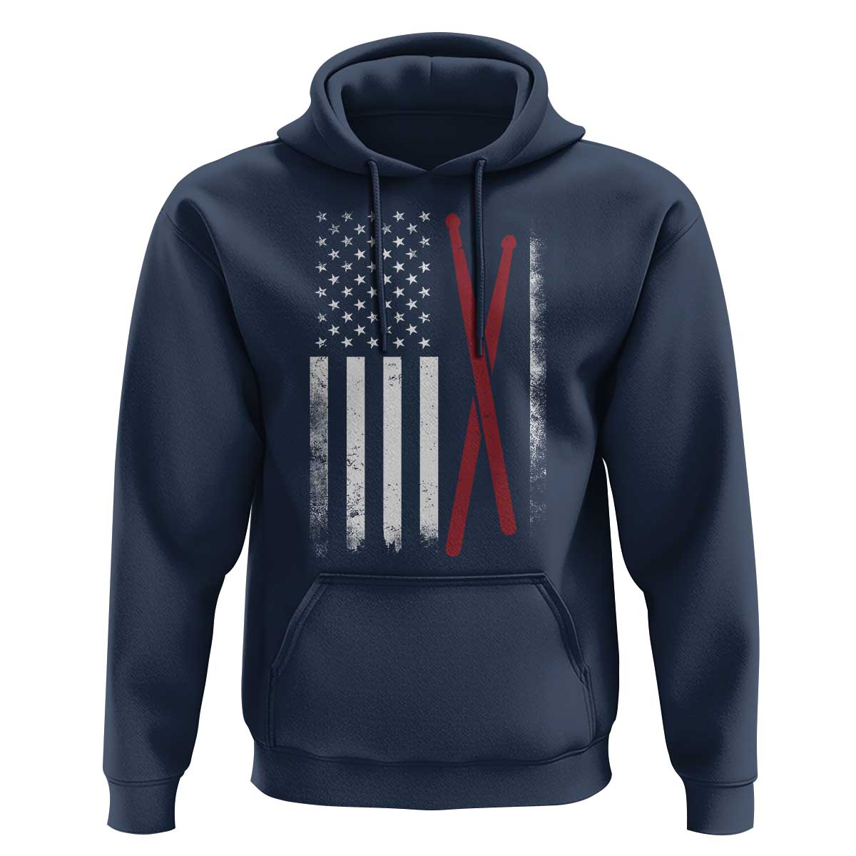 American Flag Drumsticks Hoodie USA Drummers Vintage Drum Sticks - Wonder Print Shop