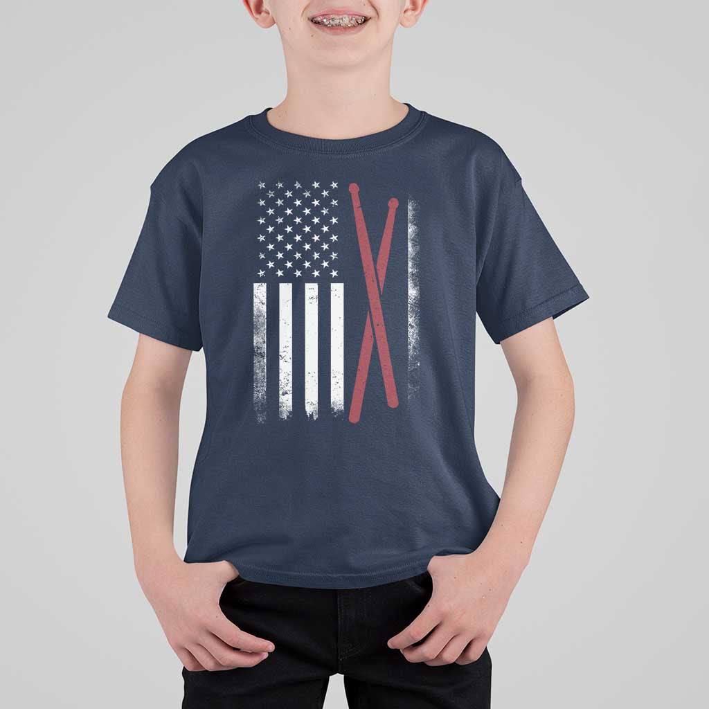 American Flag Drumsticks T Shirt For Kid USA Drummers Vintage Drum Sticks - Wonder Print Shop