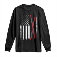 American Flag Drumsticks Long Sleeve Shirt USA Drummers Vintage Drum Sticks - Wonder Print Shop