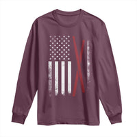 American Flag Drumsticks Long Sleeve Shirt USA Drummers Vintage Drum Sticks - Wonder Print Shop