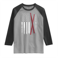 American Flag Drumsticks Raglan Shirt USA Drummers Vintage Drum Sticks - Wonder Print Shop