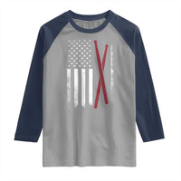 American Flag Drumsticks Raglan Shirt USA Drummers Vintage Drum Sticks - Wonder Print Shop