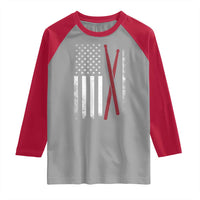 American Flag Drumsticks Raglan Shirt USA Drummers Vintage Drum Sticks - Wonder Print Shop