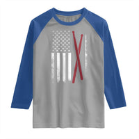 American Flag Drumsticks Raglan Shirt USA Drummers Vintage Drum Sticks - Wonder Print Shop