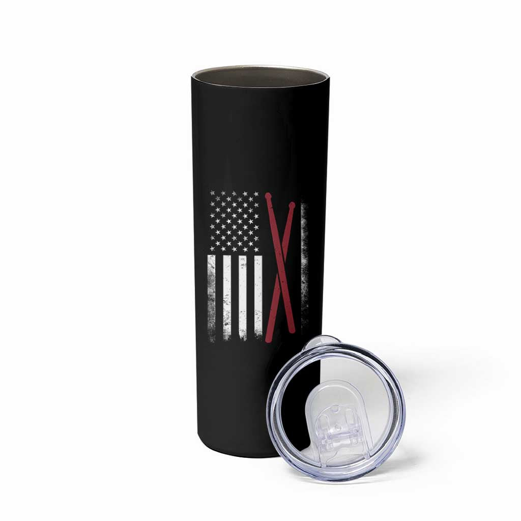 American Flag Drumsticks Skinny Tumbler USA Drummers Vintage Drum Sticks - Wonder Print Shop