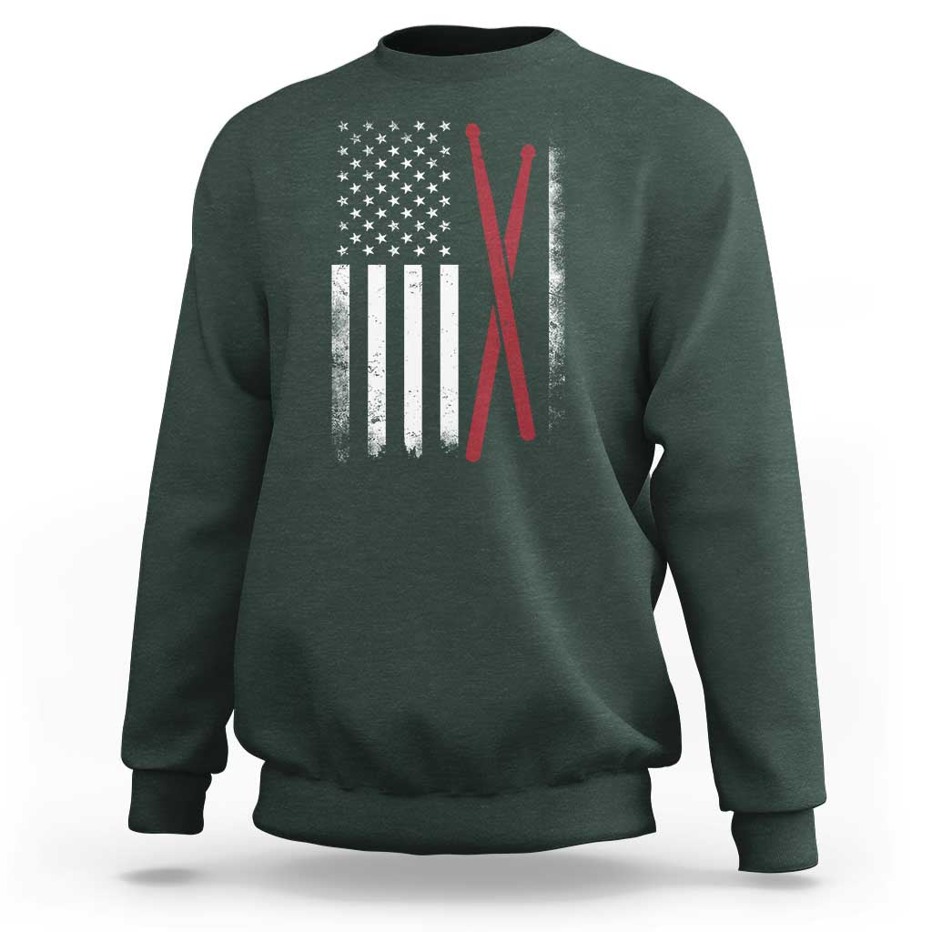 American Flag Drumsticks Sweatshirt USA Drummers Vintage Drum Sticks - Wonder Print Shop