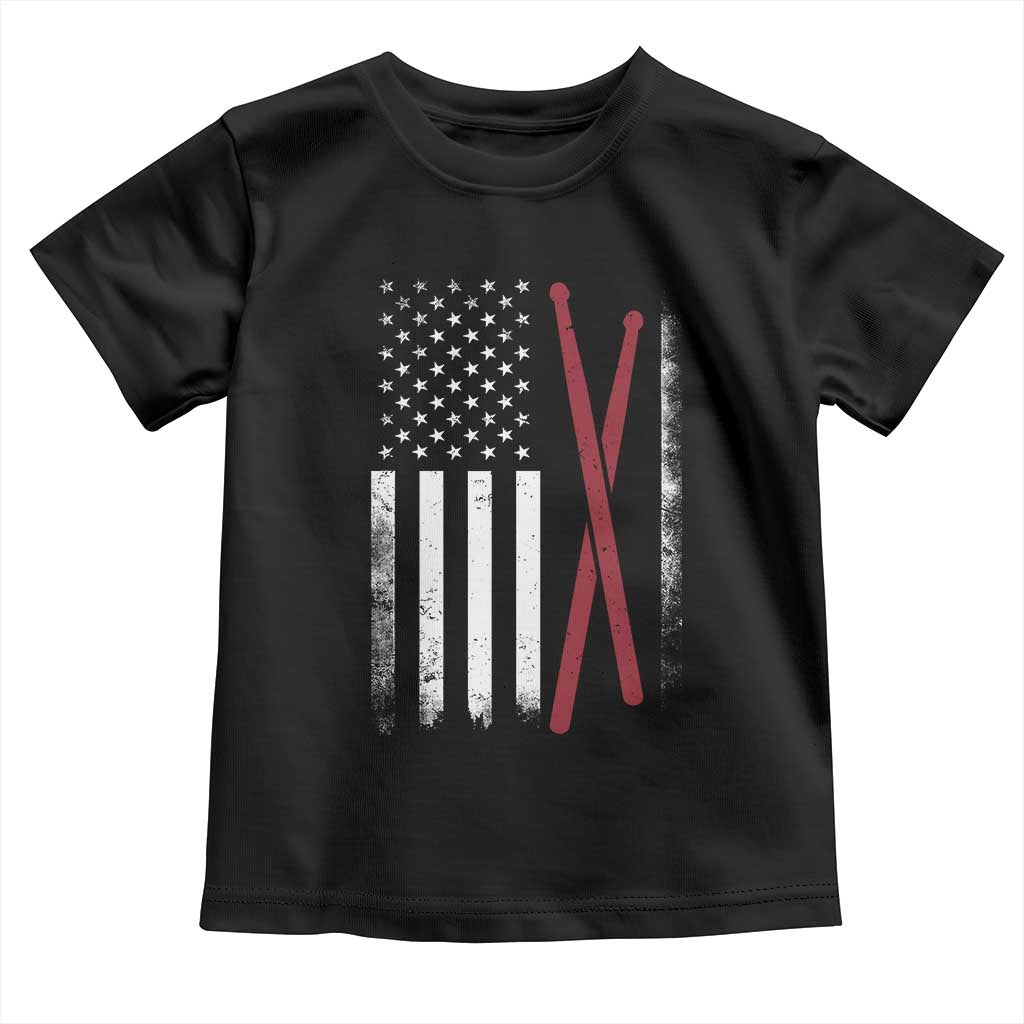 American Flag Drumsticks Toddler T Shirt USA Drummers Vintage Drum Sticks - Wonder Print Shop