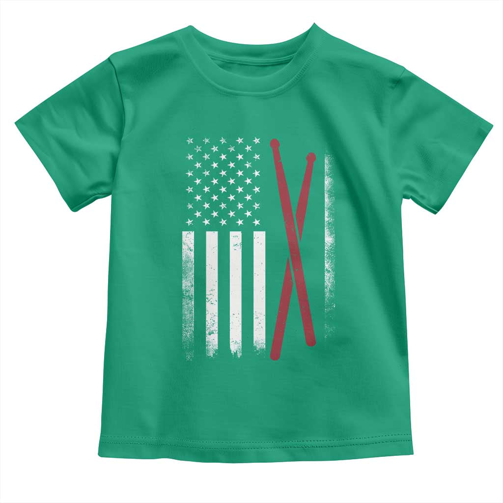 American Flag Drumsticks Toddler T Shirt USA Drummers Vintage Drum Sticks - Wonder Print Shop