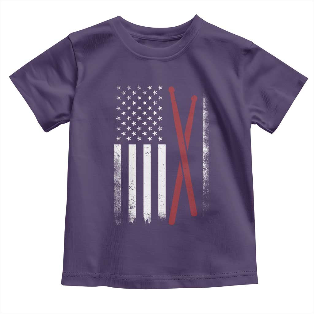 American Flag Drumsticks Toddler T Shirt USA Drummers Vintage Drum Sticks - Wonder Print Shop