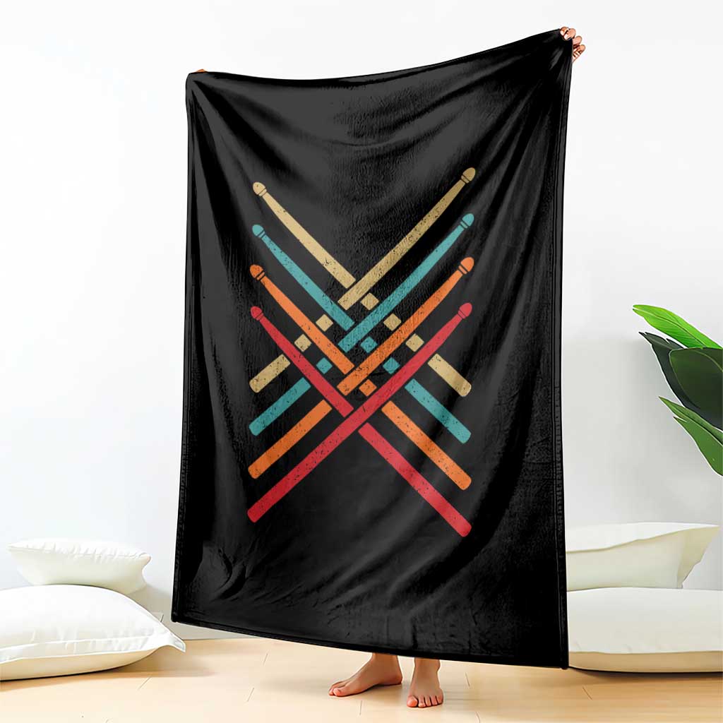 Retro Vintage Drummer Throw Blanket 70s 80s Distressed Drum Sticks - Wonder Print Shop