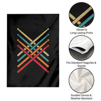Retro Vintage Drummer Garden Flag 70s 80s Distressed Drum Sticks - Wonder Print Shop