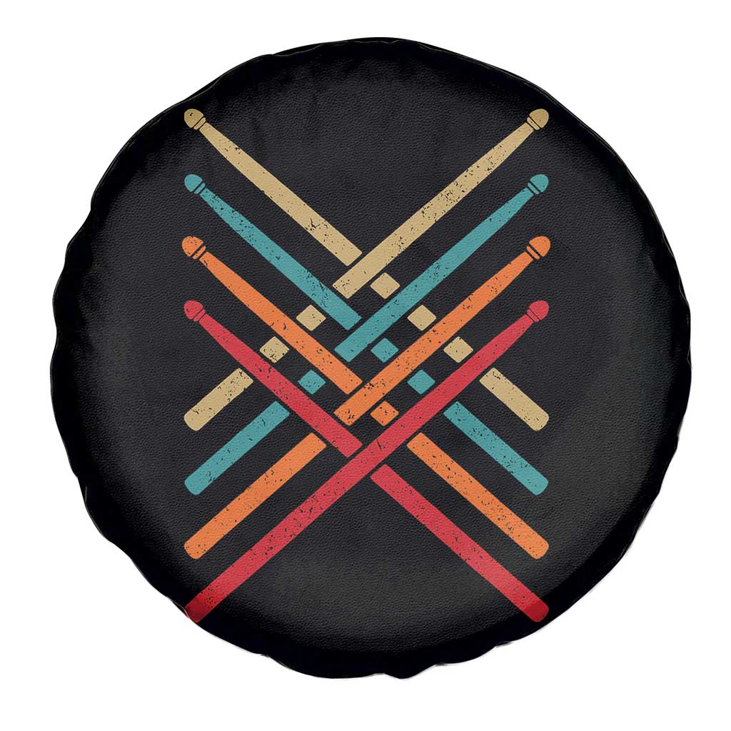 Retro Vintage Drummer Spare Tire Cover 70s 80s Distressed Drum Sticks - Wonder Print Shop