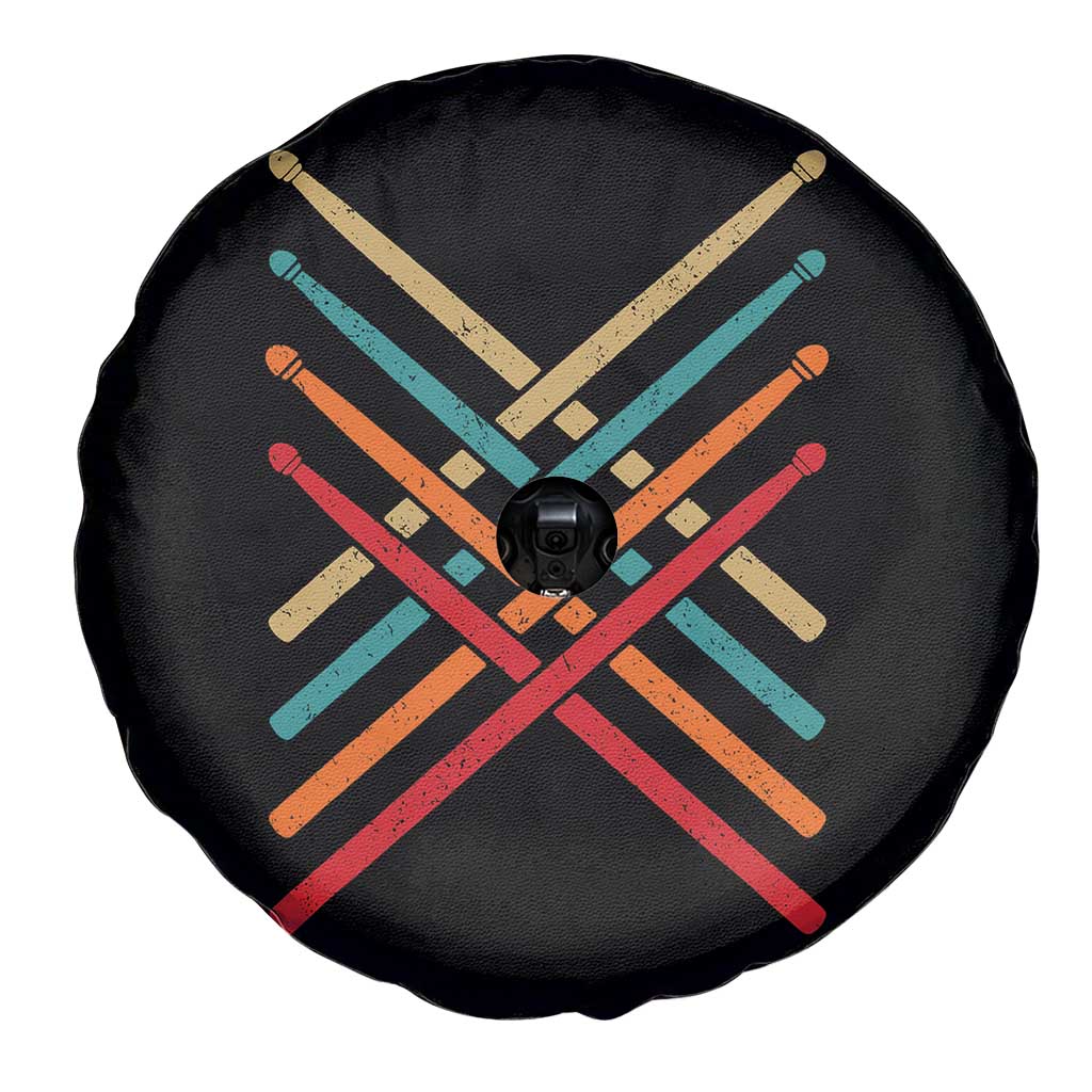Retro Vintage Drummer Spare Tire Cover 70s 80s Distressed Drum Sticks - Wonder Print Shop