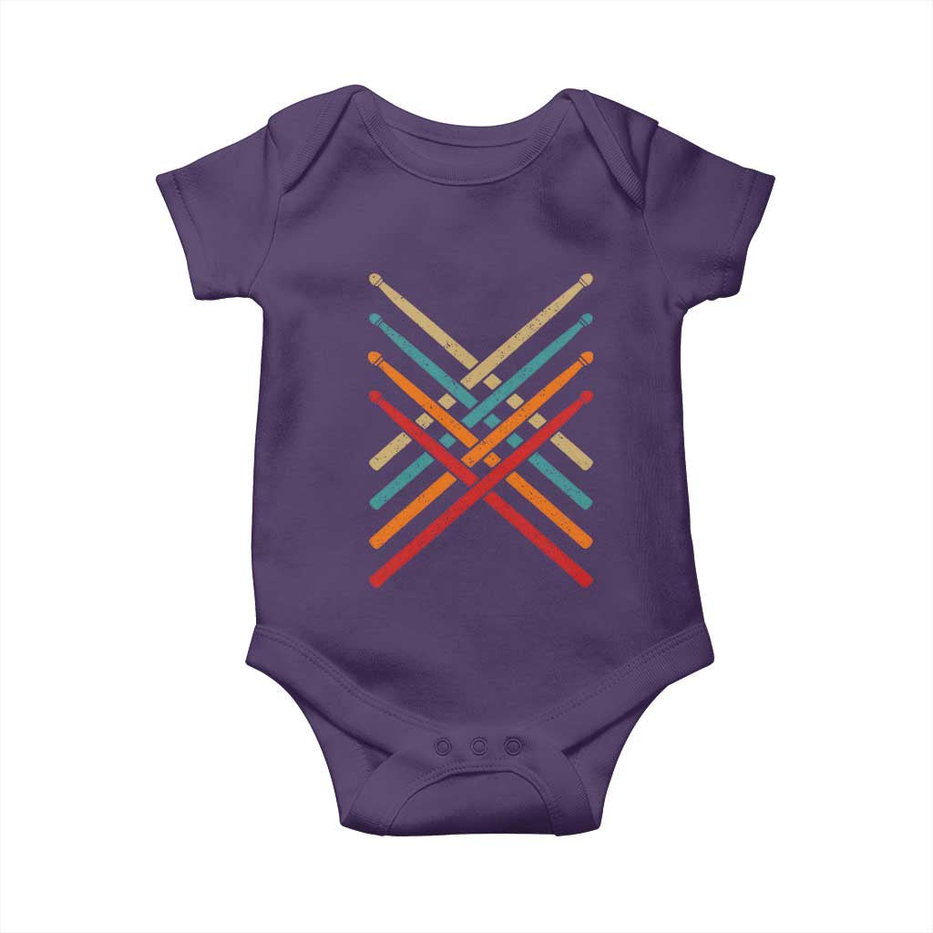 Retro Vintage Drummer Baby Onesie 70s 80s Distressed Drum Sticks - Wonder Print Shop