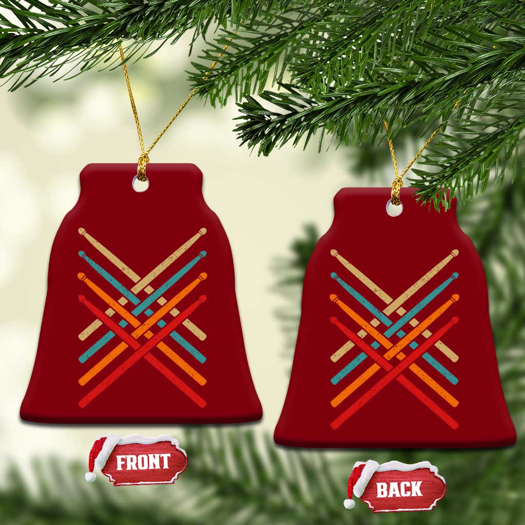 Retro Vintage Drummer Ceramic Ornament 70s 80s Distressed Drum Sticks - Wonder Print Shop