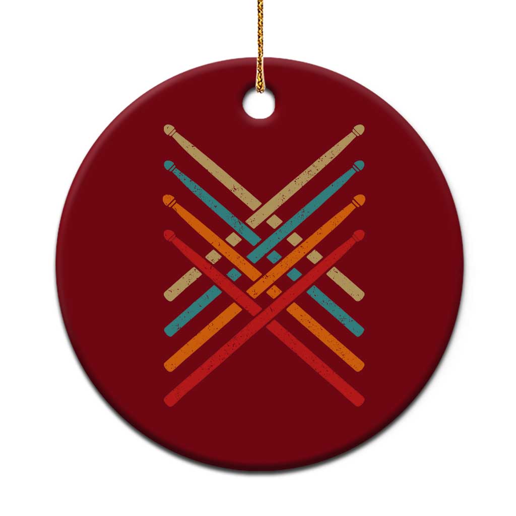 Retro Vintage Drummer Ceramic Ornament 70s 80s Distressed Drum Sticks - Wonder Print Shop
