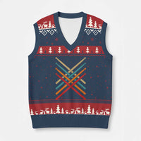 Retro Vintage Drummer V-Neck Knit Sweater Vest 70s 80s Distressed Drum Sticks - Wonder Print Shop