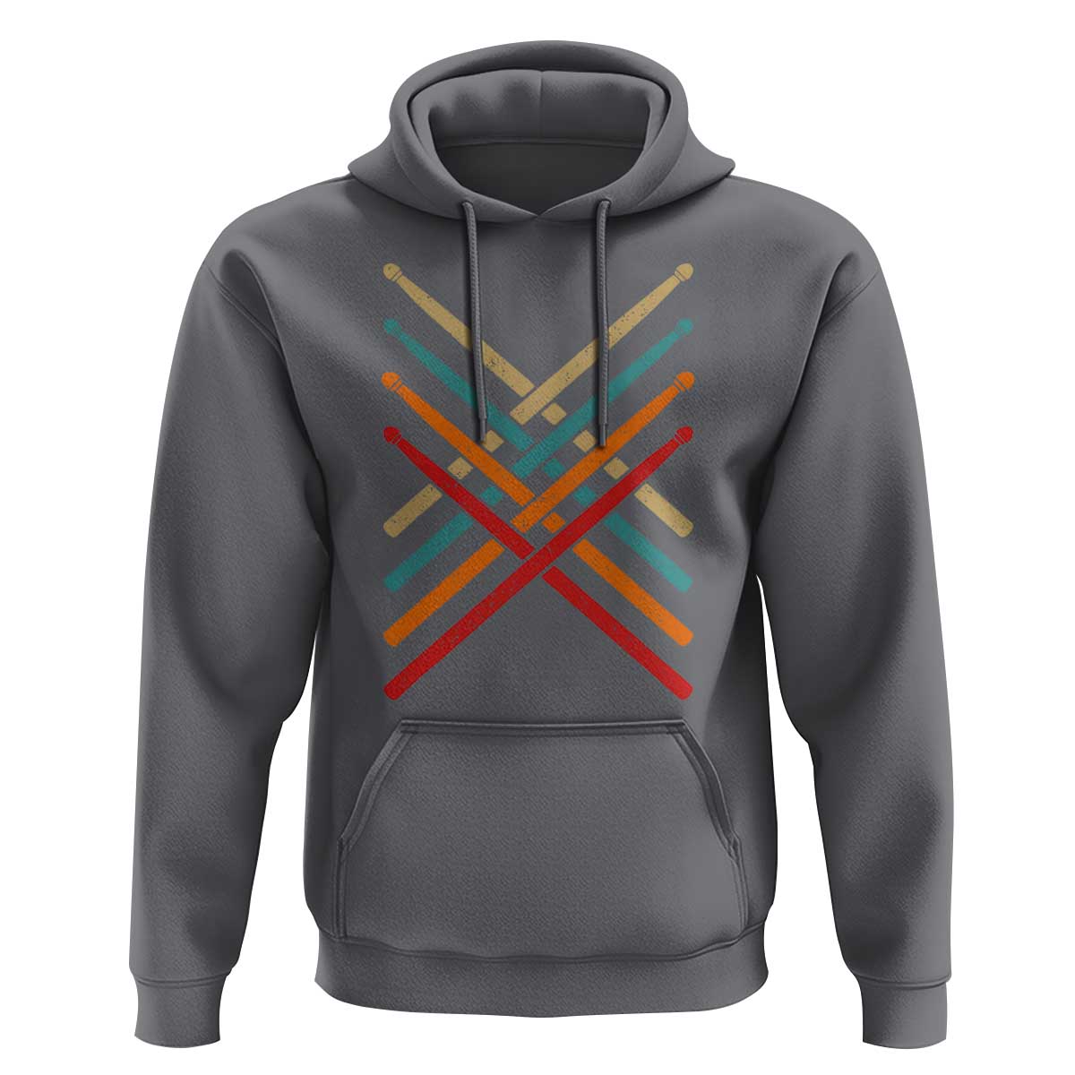 Retro Vintage Drummer Hoodie 70s 80s Distressed Drum Sticks - Wonder Print Shop