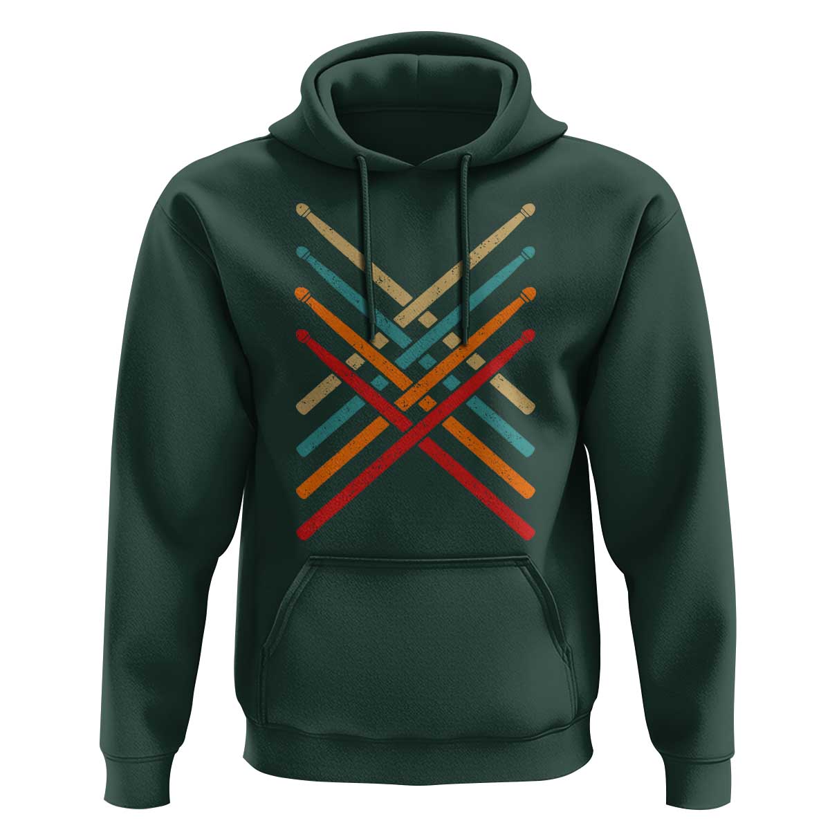 Retro Vintage Drummer Hoodie 70s 80s Distressed Drum Sticks - Wonder Print Shop