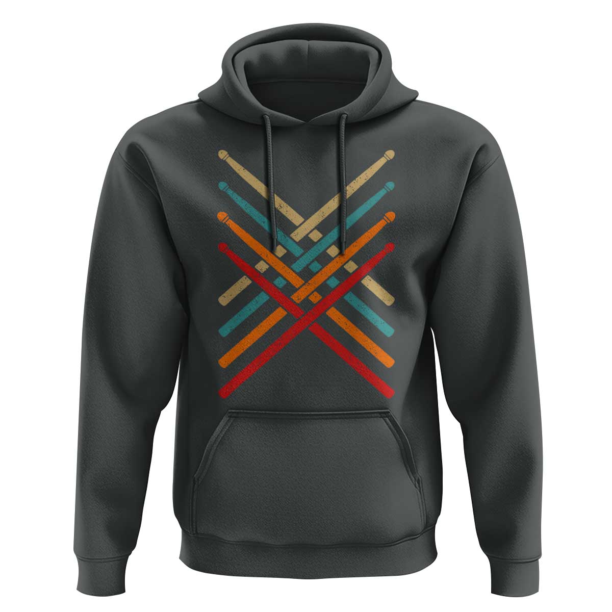 Retro Vintage Drummer Hoodie 70s 80s Distressed Drum Sticks - Wonder Print Shop