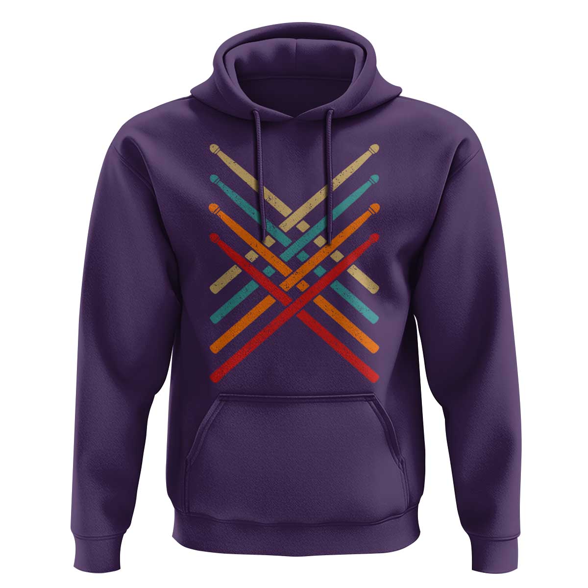 Retro Vintage Drummer Hoodie 70s 80s Distressed Drum Sticks - Wonder Print Shop
