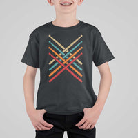Retro Vintage Drummer T Shirt For Kid 70s 80s Distressed Drum Sticks - Wonder Print Shop