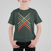 Retro Vintage Drummer T Shirt For Kid 70s 80s Distressed Drum Sticks - Wonder Print Shop