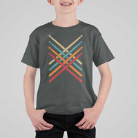 Retro Vintage Drummer T Shirt For Kid 70s 80s Distressed Drum Sticks - Wonder Print Shop