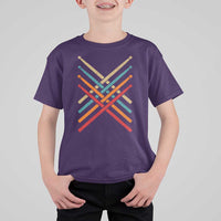 Retro Vintage Drummer T Shirt For Kid 70s 80s Distressed Drum Sticks - Wonder Print Shop