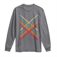 Retro Vintage Drummer Long Sleeve Shirt 70s 80s Distressed Drum Sticks - Wonder Print Shop