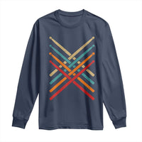 Retro Vintage Drummer Long Sleeve Shirt 70s 80s Distressed Drum Sticks - Wonder Print Shop