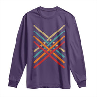 Retro Vintage Drummer Long Sleeve Shirt 70s 80s Distressed Drum Sticks - Wonder Print Shop