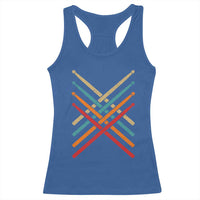Retro Vintage Drummer Racerback Tank Top 70s 80s Distressed Drum Sticks - Wonder Print Shop