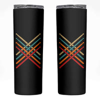 Retro Vintage Drummer Skinny Tumbler 70s 80s Distressed Drum Sticks - Wonder Print Shop