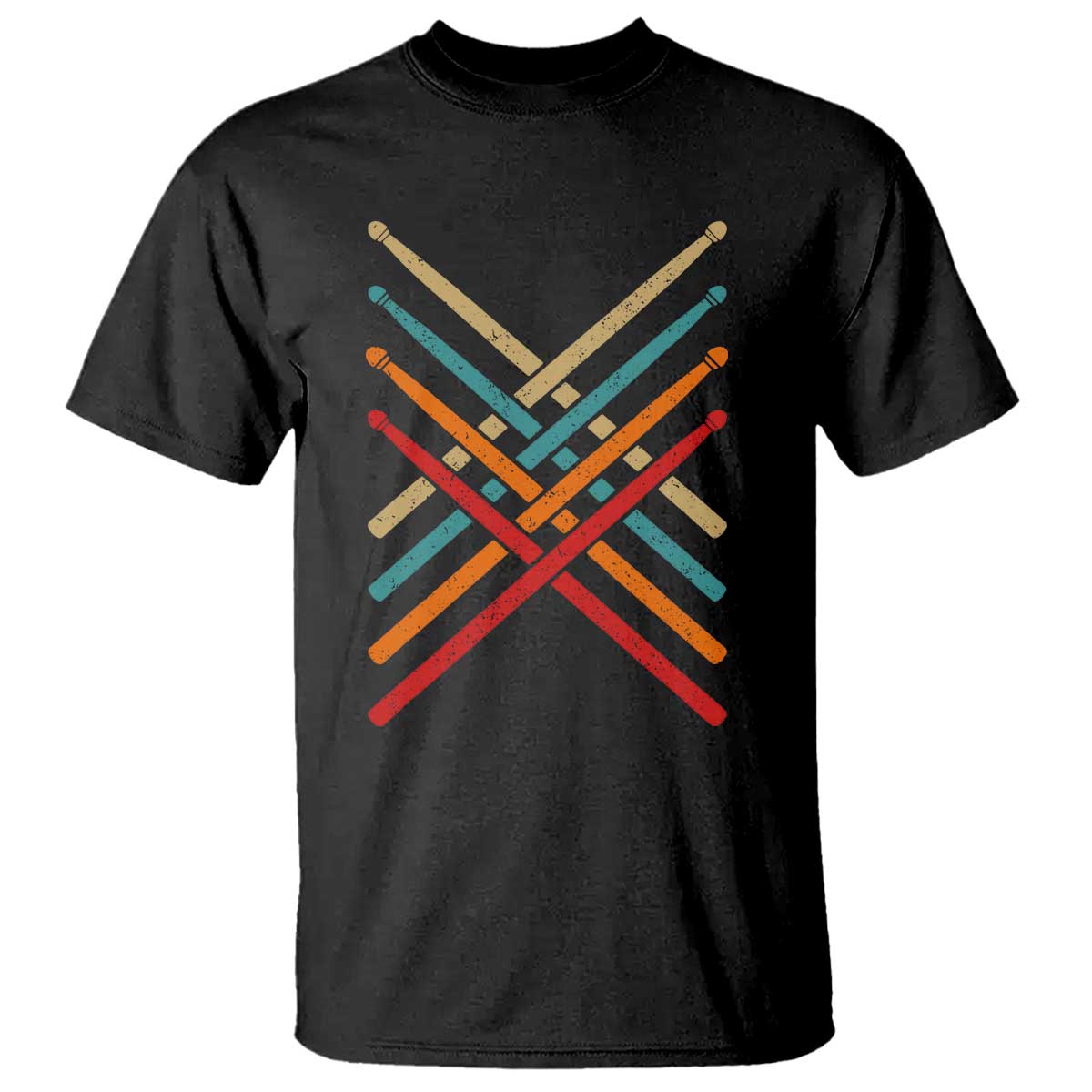 Retro Vintage Drummer T Shirt 70s 80s Distressed Drum Sticks - Wonder Print Shop