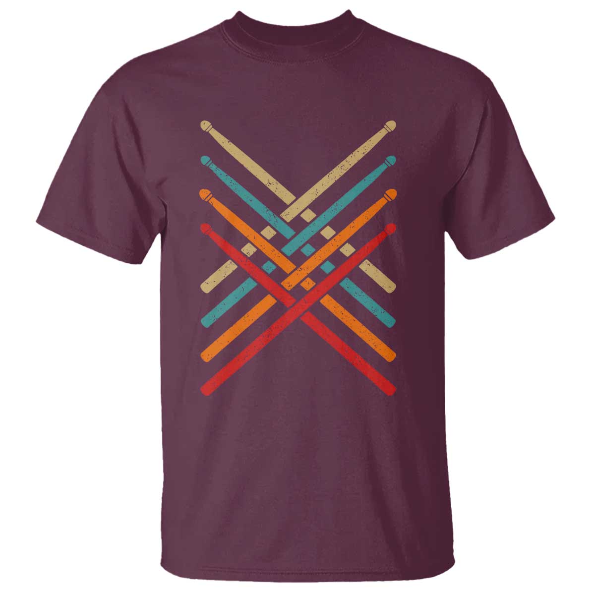 Retro Vintage Drummer T Shirt 70s 80s Distressed Drum Sticks - Wonder Print Shop