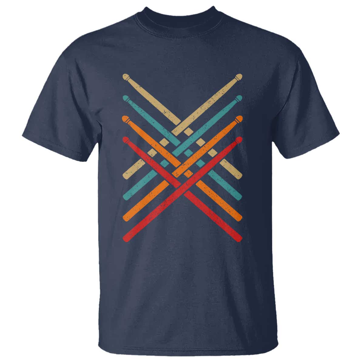 Retro Vintage Drummer T Shirt 70s 80s Distressed Drum Sticks - Wonder Print Shop