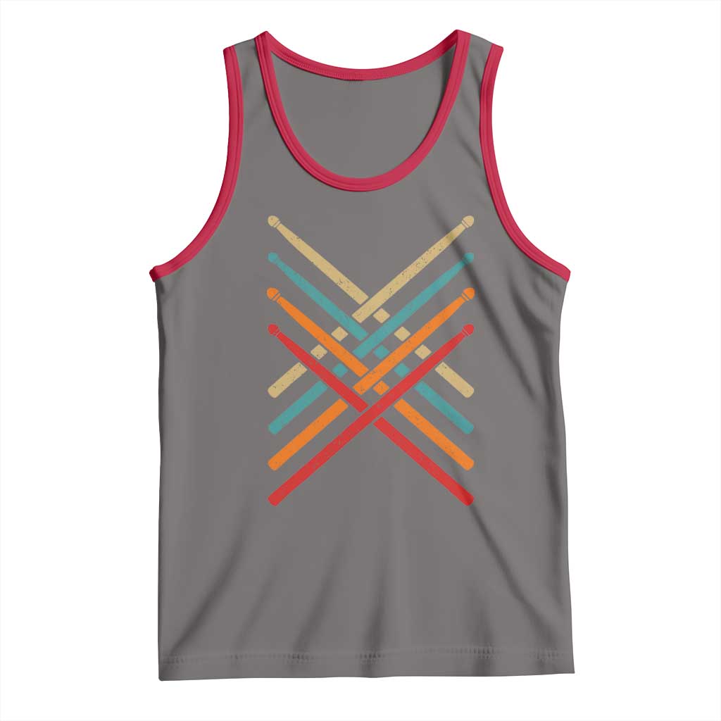 Retro Vintage Drummer Tank Top 70s 80s Distressed Drum Sticks - Wonder Print Shop