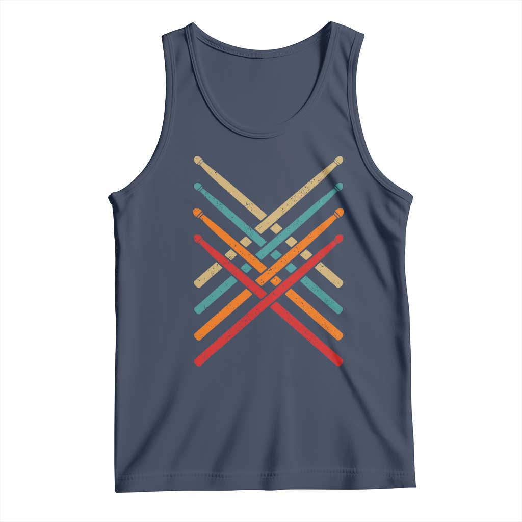 Retro Vintage Drummer Tank Top 70s 80s Distressed Drum Sticks - Wonder Print Shop