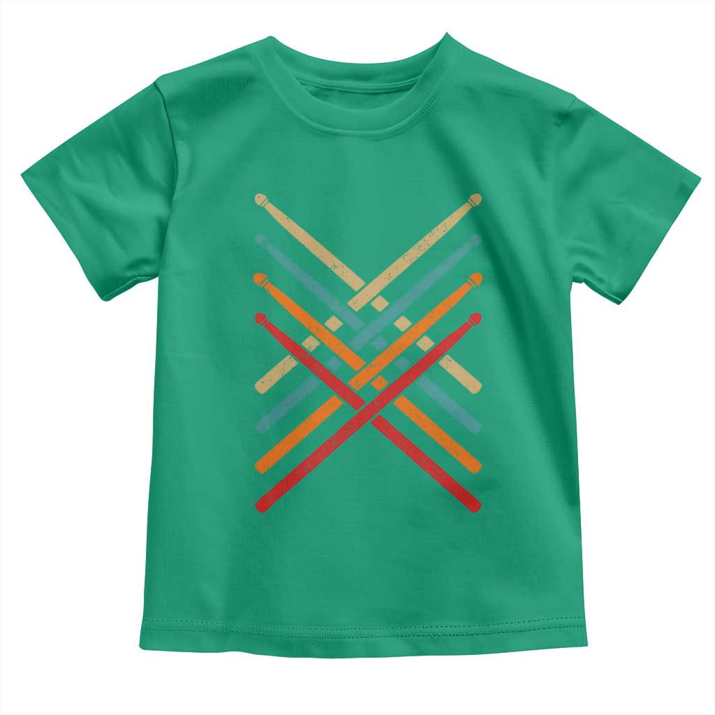 Retro Vintage Drummer Toddler T Shirt 70s 80s Distressed Drum Sticks - Wonder Print Shop