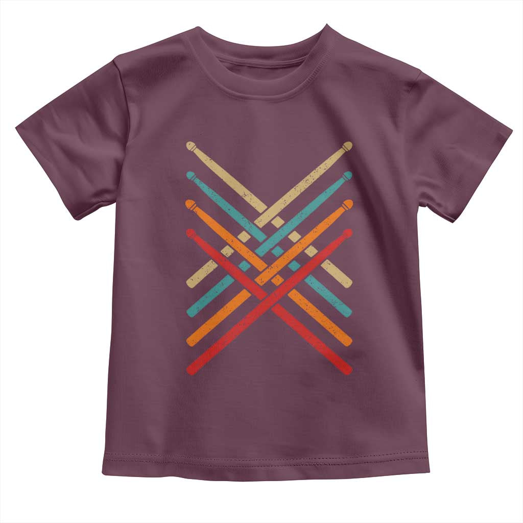 Retro Vintage Drummer Toddler T Shirt 70s 80s Distressed Drum Sticks - Wonder Print Shop