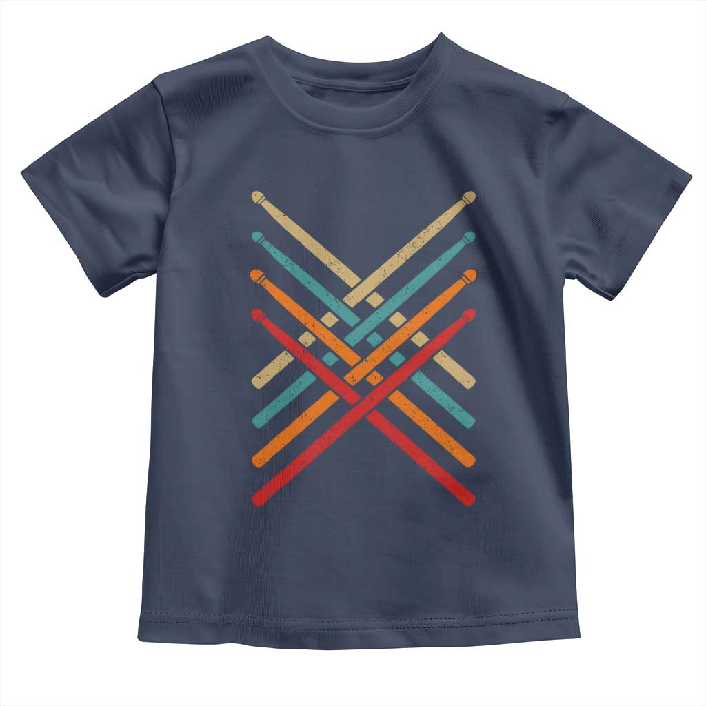 Retro Vintage Drummer Toddler T Shirt 70s 80s Distressed Drum Sticks - Wonder Print Shop