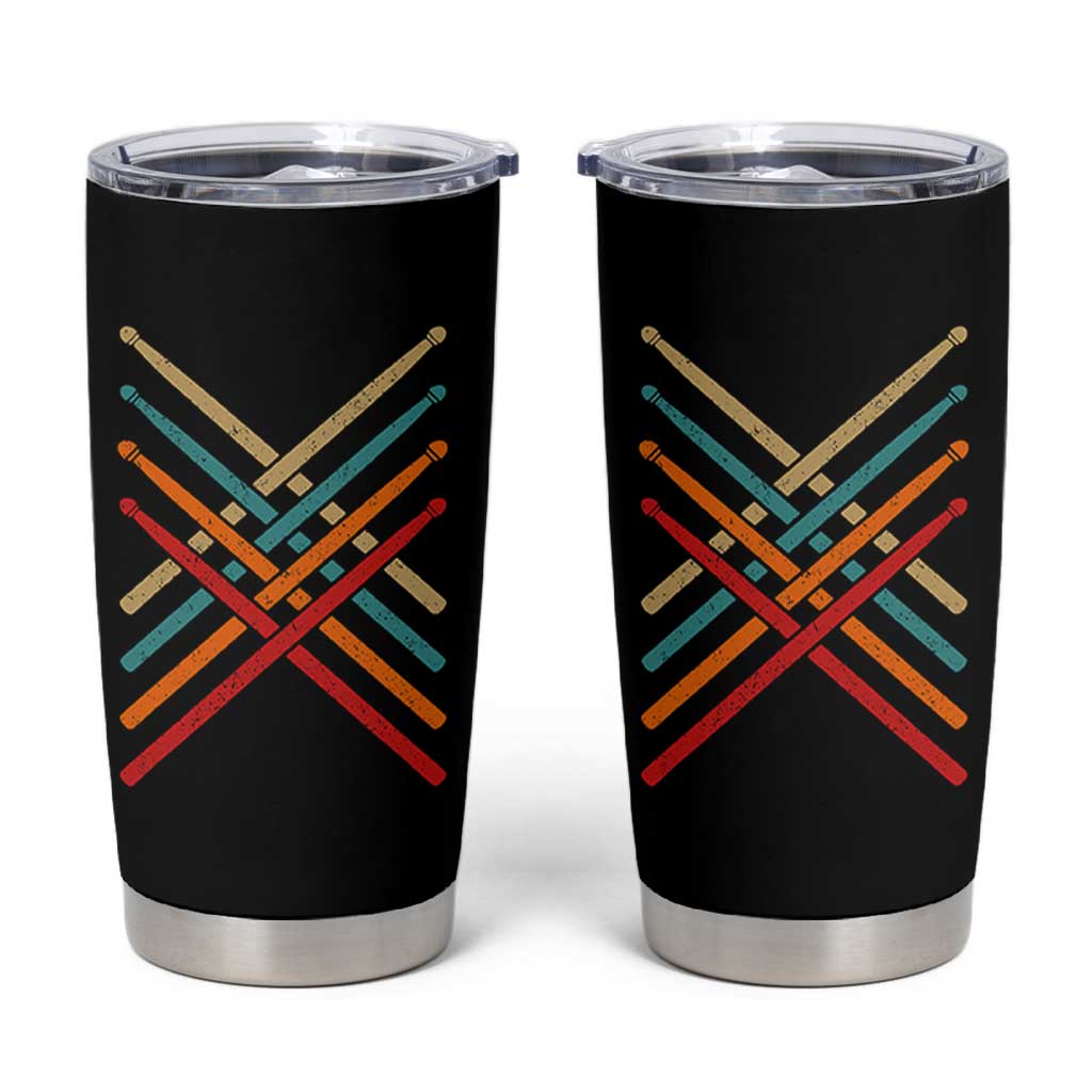 Retro Vintage Drummer Tumbler Cup 70s 80s Distressed Drum Sticks - Wonder Print Shop