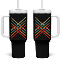 Retro Vintage Drummer Tumbler With Handle 70s 80s Distressed Drum Sticks - Wonder Print Shop