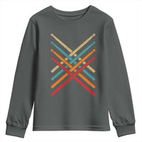 Retro Vintage Drummer Youth Sweatshirt 70s 80s Distressed Drum Sticks - Wonder Print Shop
