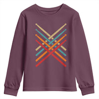 Retro Vintage Drummer Youth Sweatshirt 70s 80s Distressed Drum Sticks - Wonder Print Shop