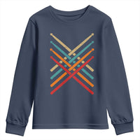Retro Vintage Drummer Youth Sweatshirt 70s 80s Distressed Drum Sticks - Wonder Print Shop