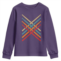 Retro Vintage Drummer Youth Sweatshirt 70s 80s Distressed Drum Sticks - Wonder Print Shop